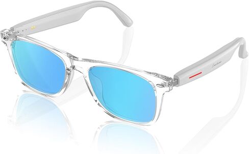 نظارات شمسية بلوتوث ذكية - نظارات شمسية صوتية للرجال والنساء، تحكم باللمس، حماية من الأشعة فوق البنفسجية الخارجية والتحكم الصوتي، مكالمات بدون استخدام اليدين (عدسة سوداء) in Kuwait