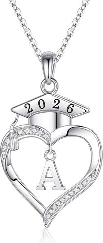 Iefil 2024 Graduation Gifts - 925 Sterling Silver Heart Initial Letter Necklace 2024 High School College Graduation Gifts for Her Women Girls Class of 2024 Gifts in Saudi Arabia