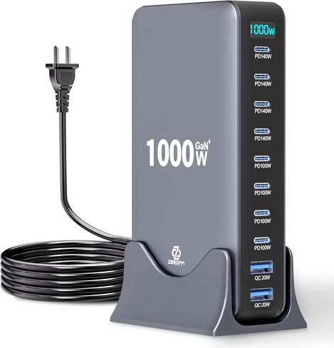 880W USB C Charging Station, 10-Port Desktop USB Charger, USB C Charger Block for Multiple Devices for MacBook Pro/Air, DELL, iPad, iPhone, Samsung Galaxy in Saudi Arabia