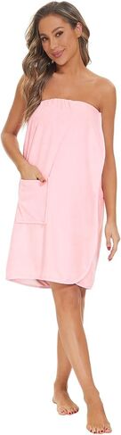 Accbitey Womens Towel Wrap Adjustable Snap Closure Shower Wrap Lightweight soft Spa Towel Bathrobe with Pocket in Kuwait