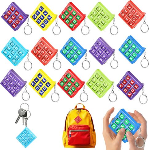 Zomiboo 16 Pieces Tic Tac Toe Keychain Tic Tac Toe Party Favors for Kids Tic Tac Toe Valentine Plastic Key Holders for Mini Backpack Clip Boy Girl Birthday Party Gifts, Assorted Colors in Kuwait