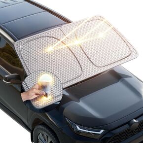 helloleiboo Graphene للزجاج الأمامي للسيارة، ظل شمسي للسيارة للزجاج الأمامي مع طلاء ممتص للحرارة، تصميم قابل للطي مع حماية من الأشعة فوق البنفسجية للحفاظ على برودة سيارتك الداخلية باللون الفضي (كبير 61 × 32 بوصة) in Kuwait