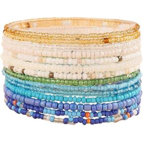 18 قطعة البذور بوهيميا الملونة مطرز أساور تكويم مطرز أساور ممتدة قابل للتعديل بوهو شاطئ Anket سوار مجموعة in Kuwait