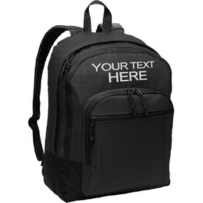 حقائب ظهر جامعية أساسية كلاسيكية باللون الأسود مخصصة - أضف اسمك المطرز in Kuwait