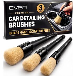 مجموعة فرش تفصيل السيارة من EVEO - (3 عبوات) طقم تفصيل السيارة من الداخل، طقم تفصيل السيارة من الداخل فرش تفصيل السيارة - فرشاة تنظيف السيارة، فرش تفصيل السيارة، أدوات تفصيل السيارة | شعر الخنزير الناعم in Kuwait