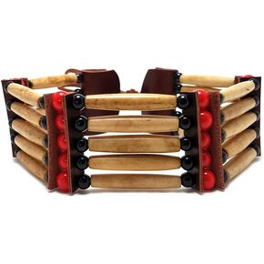 اليدوية التقليدية 5 صف Antiqued الجاموس العظام Hairpipe الخرز القبلية المختنق قلادة in Kuwait