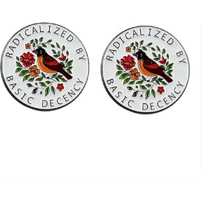 مجموعة من دبابيس المينا الراديكالية بواسطة Basic Decency - تصميم ملهم للطيور والزهور | هدية مدروسة للمدافعين عن العدالة الاجتماعية والحياة الأخلاقية in Kuwait