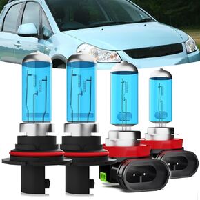 مصابيح أمامية هالوجين مناسبة لمصابيح المصابيح الأمامية سوزوكي SX4 2007-2013، 9007/HB5 عوارض عالية/منخفضة + مصابيح ضباب h11 أضواء أمامية ساطعة، التوصيل والتشغيل، حزمة من 4 in Kuwait