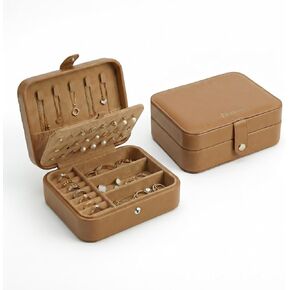 Travel Jewelry Case for Women, Small Portable Jewelry Organizer Box with Earring Holder, Necklace Hooks & Ring Slots, PU Leather Travel Jewelry Box for Rings, Earrings, Necklaces in Saudi Arabia