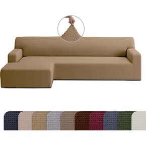 COVER QUEEN Sectional Couch Cover for L-Shaped Chaise Sofa, 1-Piece Washable Furniture Protector, Super Stretch Fabric, Pet Friendly for Dogs and Cats, Gallant, Gray, Right-Facing Chaise in Saudi Arabia