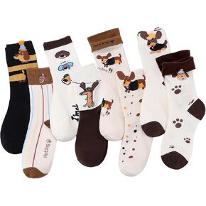 8 Pairs Womens Funny Socks Colorful Novelty Cute Dachshund Pattern Cotton Crew Socks for Dog Lover Women Mum in Kuwait