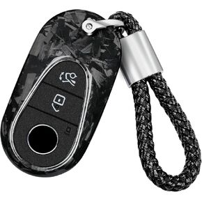 Compatible with Mercedes Benz Key Fob Cover,Real Glass Fiber Key Fob Protector for Benz S Class G Class C Class Key Fob Case Shell 2020-2023 2024,Silver Black in Saudi Arabia