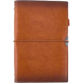A6 200 Pages PU Leather Refillable Travel Journal Notebook with Divider Pocket Soft Cover 6 Ring Planner Cover Loose Leaf Binder Planner Notebook Protector Folder for Fill Paper(Black) in Kuwait