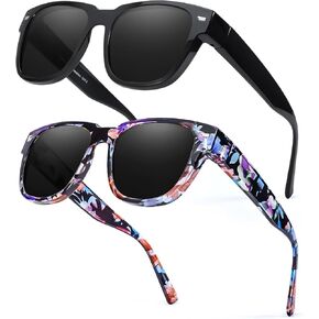 نظارات شمسية Myiaur Fit Over Glasses للنساء، نظارات شمسية مستقطبة مع حماية من الأشعة فوق البنفسجية 400، تقلل الوهج أثناء القيادة (عبوتان) in Kuwait