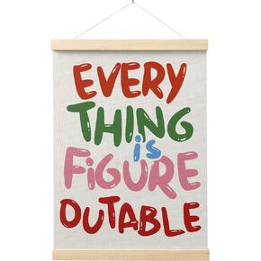 FGFK كل شيء هو تأكيدات إيجابية يمكن رسمها على الحائط ملصق فني إطار شماعات، مطبوعات قماشية ملهمة باللون الوردي والأخضر الرجعية مؤطرة لديكور الحائط لغرفة النوم المنزلية والمكتبية، 12 × 16 بوصة in Kuwait