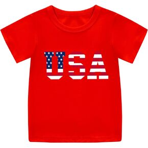 Vivimeng Boys American Flag Shirt Girls USA Shirt 4th of July Kids American Flag Tee USA Jersey Cotton Tops in Kuwait
