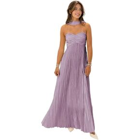 Women's Strapless Chiffon Bridesmaid Dresses with Scarf Long A-Line Pleated Formal Evening Dress WA096 in Kuwait