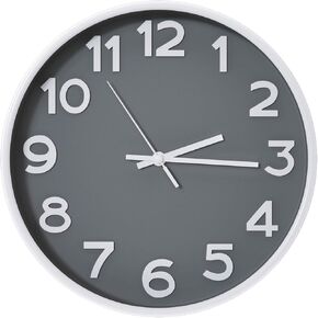 ساعة حائط صامتة غير موقوتة تعمل بالبطارية، تناظرية داخلية، طراز بسيط، حركة كوارتز حديثة، قرص ثلاثي الأبعاد سهل القراءة ديكور للمنزل/المكتب/غرفة المعيشة/غرفة النوم/المطبخ (أبيض-ذهبي، 12 بوصة) in Kuwait