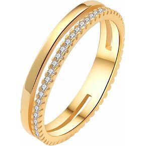 1 Pcs Double Rings for Women Copper Inlaid Cubic Zirconia Stackable Ladies Rings in Saudi Arabia