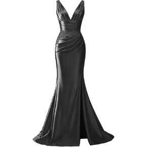 الدانتيل يزين الساتان فساتين حفلة موسيقية مع شق حورية البحر الخامس الرقبة فساتين السهرة الرسمية TQ023 in Kuwait