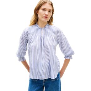 Tommy Hilfiger Women's Lightweight 3/4 Sleeve Cotton Top Collarless Blouse in Kuwait