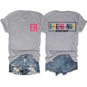 تي شيرت ممرضة قسم الطوارئ للسيدات تي شيرت جرافيك لمدرسة التمريض وأكمام قصيرة تي شيرت برقبة دائرية in Kuwait