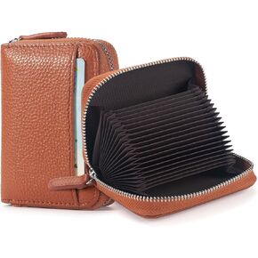 RFID Blocking Genuine Leather Accordion Wallet for Women Travel Card Organizer with Zipper (Blue) in Kuwait