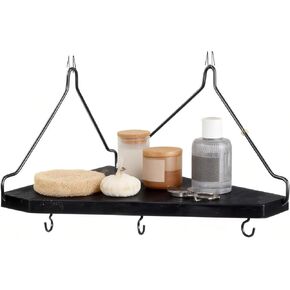 قطعتان من رف مقصورة سوداء مع خطافات للجدران القماشية، ملحقات مقصورة مكتب خشبية مقاس 12 بوصة للعمل، رف حائط عائم للديكور، منظم تعليق لتخزين حائط المقصورات وديكورات المكاتب in Kuwait