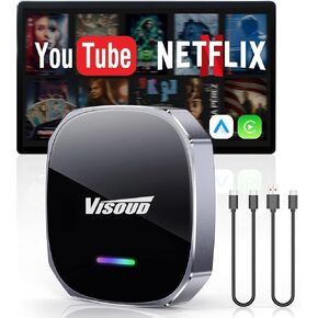 AI للبث، محول لاسلكي Mini Android Auto & CarPlay مع اتصال WiFi ثابت 5.8 جيجا هرتز، اتصال تلقائي 3-5s، متوافق مع +، Android 10+ (رمادي) in Kuwait