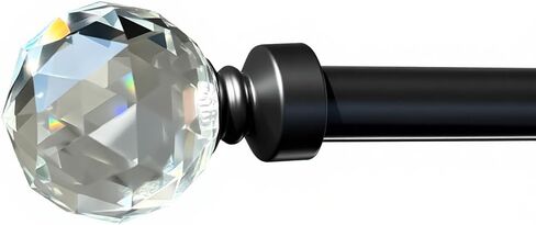 قضيب ستارة فاخر من Iron Home™ مقاس 32-207 بوصة، معدن شديد التحمل مقاس 1 بوصة، تشطيب أسود مع تشطيبات كريستالية، قابل للتعديل للنوافذ الصغيرة إلى الكبيرة، والأبواب المنزلقة وستائر الفناء in Saudi Arabia
