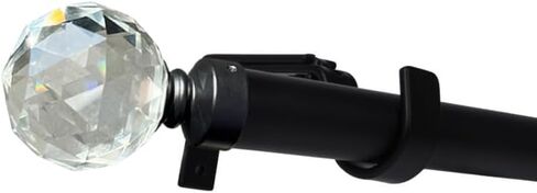 قضيب ستارة فاخر من Iron Home™ مقاس 32-207 بوصة، معدن شديد التحمل مقاس 1 بوصة، تشطيب أسود مع تشطيبات كريستالية، قابل للتعديل للنوافذ الصغيرة إلى الكبيرة، والأبواب المنزلقة وستائر الفناء in Saudi Arabia