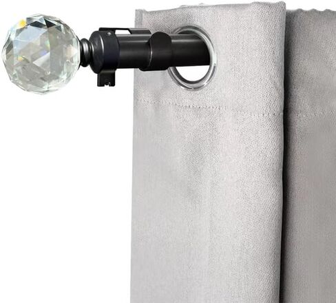 قضيب ستارة فاخر من Iron Home™ مقاس 32-207 بوصة، معدن شديد التحمل مقاس 1 بوصة، تشطيب أسود مع تشطيبات كريستالية، قابل للتعديل للنوافذ الصغيرة إلى الكبيرة، والأبواب المنزلقة وستائر الفناء in Saudi Arabia