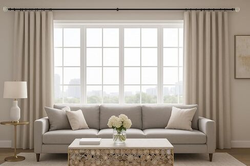 قضيب ستارة فاخر من Iron Home™ مقاس 32-207 بوصة، معدن شديد التحمل مقاس 1 بوصة، تشطيب أسود مع تشطيبات كريستالية، قابل للتعديل للنوافذ الصغيرة إلى الكبيرة، والأبواب المنزلقة وستائر الفناء in Saudi Arabia