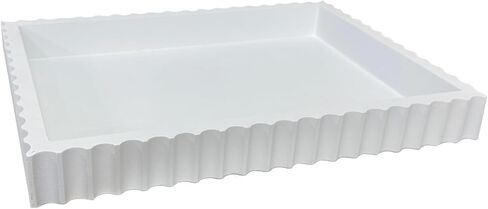 صينية خشبية مزخرفة لطاولة القهوة، صينية تقديم بيضاء مقاس 17.91 × 5.12 بوصة لطاولة مميزة، طاولة وحدة التحكم (أبيض) in Kuwait