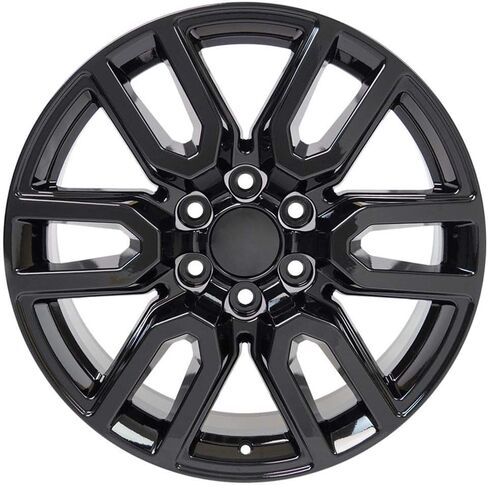 إطارات وإطارات OE Wheels CV36 مقاس 20 بوصة تناسب طراز Sierra 1500 6x139.7 20x9 أسود لامع - هولاندر 5914 - TS-37 AT 275/55-20 (مجموعة من 4) in Saudi Arabia