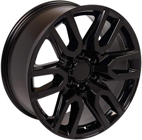 إطارات وإطارات OE Wheels CV36 مقاس 20 بوصة تناسب طراز Sierra 1500 6x139.7 20x9 أسود لامع - هولاندر 5914 - TS-37 AT 275/55-20 (مجموعة من 4) in Saudi Arabia