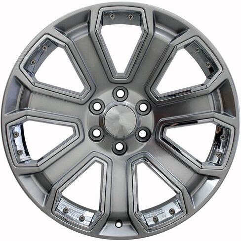 إطارات وإطارات OE Wheels CV93B مقاس 22 بوصة تناسب Silverado 1500 Style 6x139.7 22x9 أسود لامع مع إدراج كروم - هولاندر 5660 - TS-37 AT 285/45-22 (مجموعة من 4) in Saudi Arabia