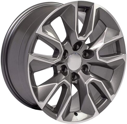 OE Wheels CV32 20 Inch Rims and Tires Fit Silverado 1500 RST Style 6x139.7 20x9 Gloss Gunmetal Machined - Hollander 5916 - TS-37 AT 275/55-20 (Set of 4) in Saudi Arabia