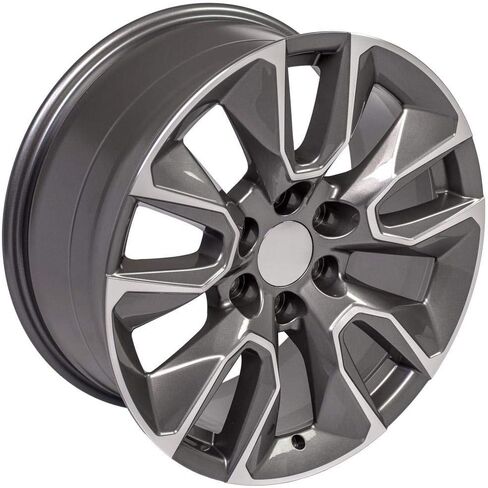OE Wheels CV32 20 Inch Rims and Tires Fit Silverado 1500 RST Style 6x139.7 20x9 Gloss Gunmetal Machined - Hollander 5916 - TS-37 AT 275/55-20 (Set of 4) in Saudi Arabia