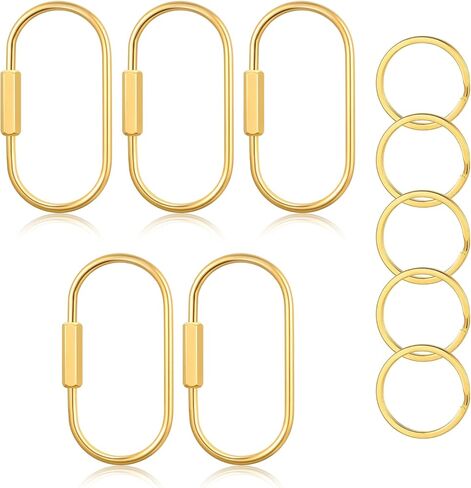 Gold Brass Key Rings, Purse Bag Charms for Handbags, Screw Lock Key Organizer, Carabiner Keychain Clip for Keys, Luggage Tags, Pet Collar Clips and Outdoor Accessories, （5Pack ） in Saudi Arabia
