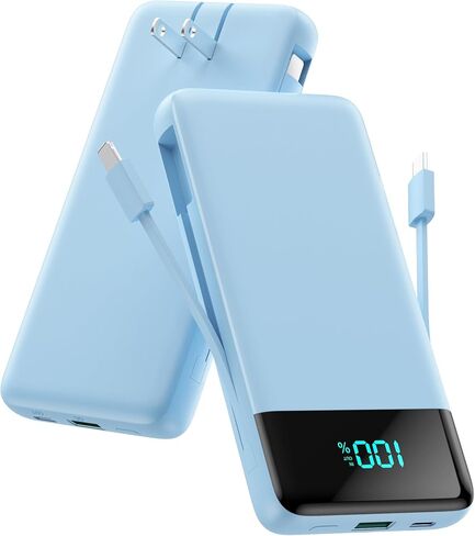Portable Charger for iPhone,13800mAh Slim Power Bank with Built-in Cables & AC Wall Plug,All in One 4 Outputs USB C Fast Charging Battery Pack Powerbank for iPhone 17/16/15/14,Android,Travel Essential in Saudi Arabia