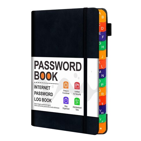 Black Password Book with Colorful Alphabetical Tabs, Password Books for Seniors, for Computer and Internet Address Website Login in Saudi Arabia