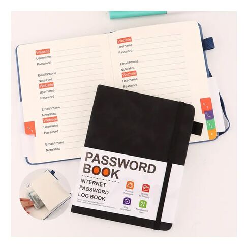 Black Password Book with Colorful Alphabetical Tabs, Password Books for Seniors, for Computer and Internet Address Website Login in Saudi Arabia
