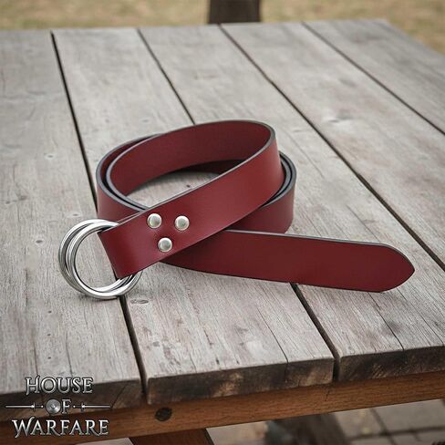 حزام بحلقة جلدية للرجال من العصور الوسطى - إكسسوار إعادة تمثيل فارس عصر النهضة مع إبزيم مطلي بالنيكل in Kuwait