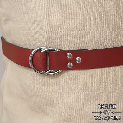 حزام بحلقة جلدية للرجال من العصور الوسطى - إكسسوار إعادة تمثيل فارس عصر النهضة مع إبزيم مطلي بالنيكل in Kuwait