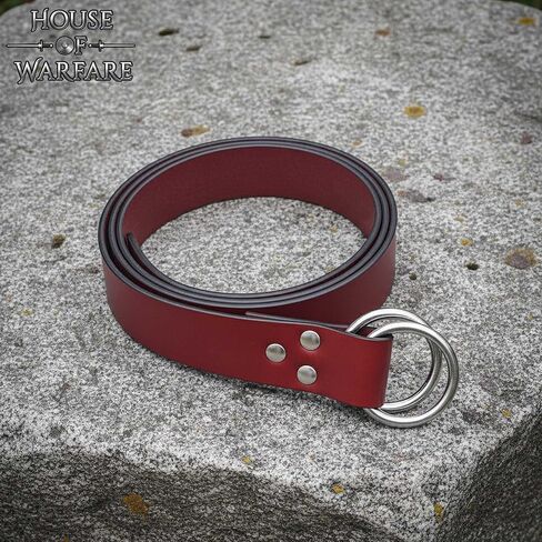 حزام بحلقة جلدية للرجال من العصور الوسطى - إكسسوار إعادة تمثيل فارس عصر النهضة مع إبزيم مطلي بالنيكل in Kuwait