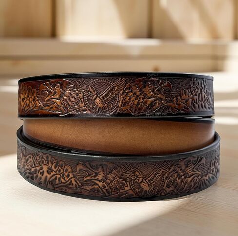 اسم شخصي حزام جلد النسر الغربي للرجال مصنوع يدويًا حزام جلد رعاة البقر ذو الحبوب الكاملة بعرض 1.5 بوصة in Kuwait