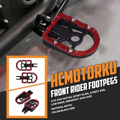 Front Rider Footpegs Rests CNC Aluminum Fit For Harley Street Bob FXBB, FXBBS, Low Rider FXLR, FXLRS, Sport Glide FLSB, Breakout FXBR, FXBRS, FXST 2018-later Red in Saudi Arabia