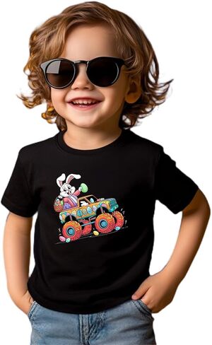 Easter Shirt for Toddly Boy Girls Kids, Happy Bunny Toddler T-Shirt, Spring Egg Hunt Kids Tee, 2-6T in Saudi Arabia