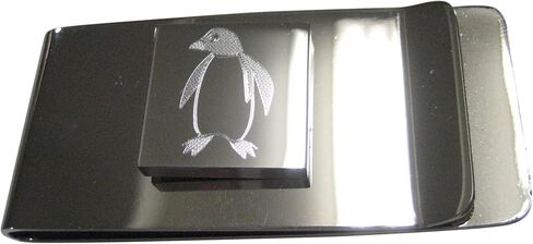 Kiola Designs Silver Toned Square Etched Penguin Bird Money Clip in Saudi Arabia